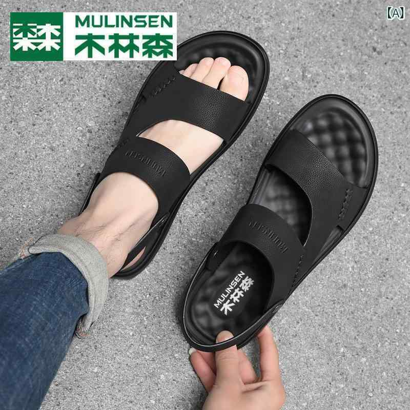 メンズ サンダル スリッパ Mulen メンズサンダル 夏 革 滑り止め 両用 サンダル メンズ アウトドア レジャー ビーチ シューズ
