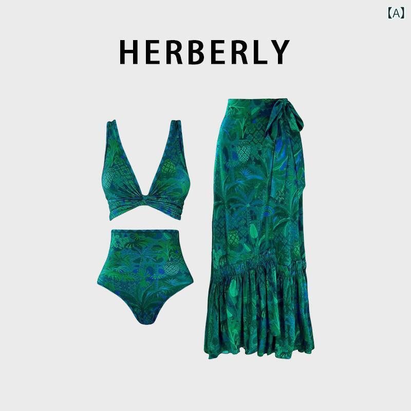 ビキニ 水泳着 レディース HERBERLY 水泳着 レディース ハイエンド か細い 艶っぽい ディープ V 両面 着付ける 海水浴場 御休み 透き間 砂浜 スコート