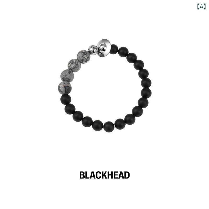 腕輪 宝飾品 今めかしい BLACKHEAD / 黒いこと 尖端 黒瑪瑙 ビーズ腕輪 新 瀬戸もの風 レトロ メンズ佩び物 好一対 表現スタイル ガールズ 腕輪