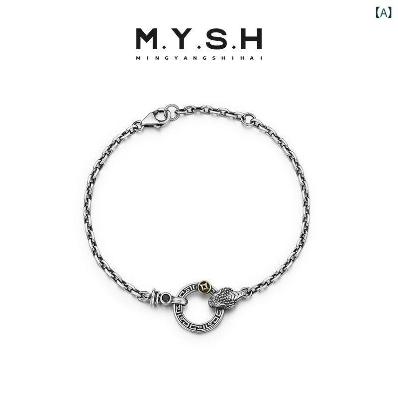 ブレスレット　ジュエリー　おしゃれ MYSH スター リング シルバー スネーク ブレスレット メンズ 蛇 年 干支 高級 ピース バックル｜SEIYUショップ