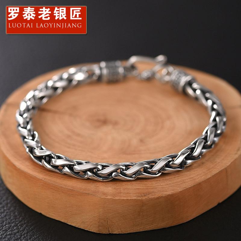 ブレスレット　ジュエリー　おしゃれ Luotai Old Silversmith 925 シルバー ドラゴン ブレスレット メンズ ファッション 軽量 高級 ハイエンド ボーイズ ジュエリー