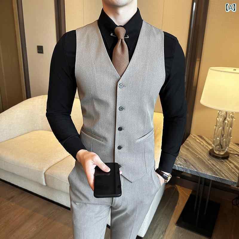 スーツ ベスト メンズ ベスト メンズ スーツ ブラザー マン ウェディングドレス シャツ パンツ ビジネス フォーマル 服装 3点 セット