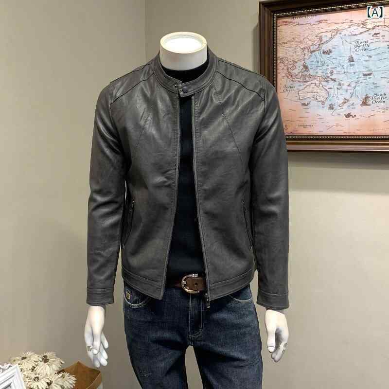 レザー　ジャケット　おしゃれ トミー スタンドカラー レザージャケット メンズ 春秋 2025 ライディング カジュアル バイクウェア