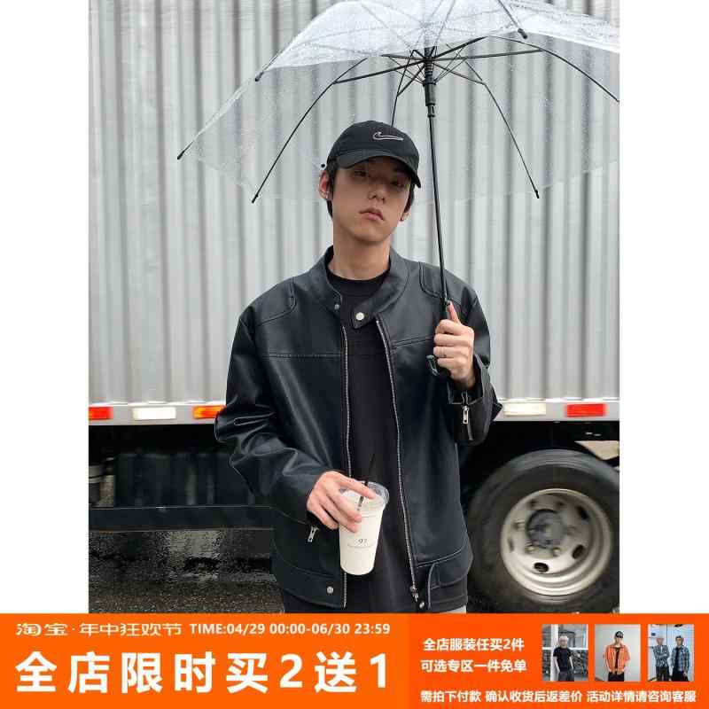レザー　ジャケット　おしゃれ Faxims Store アメリカン ショート バイク レザージャケット メンズ ゆったり スタンドカラー PU コート