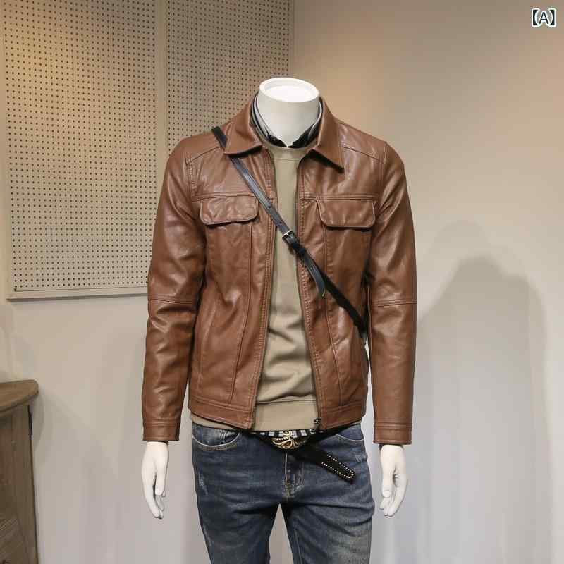 レザー　ジャケット　おしゃれ レトロ 作業着 メンズ レザージャケット スリム 韓国 オートバイの カジュアル レザー 服｜SEIYUショップ