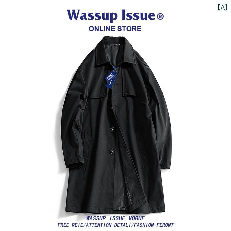 カーキ 厚地の外套 レディース WASSUP ISSUE メンズ 真っただ中 丈 ウィンドブレーカー スタッズ かざり付ける 厚地の外套 年月 レトロ