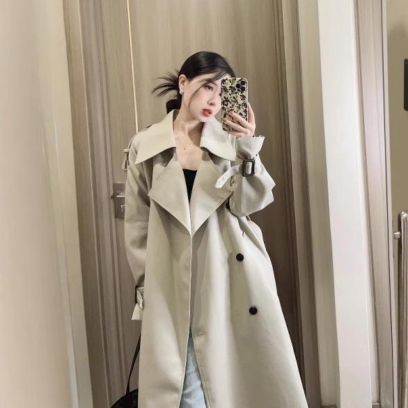 カーキ 厚地の外套 レディース 成人女性用 ウィンドブレーカージャケット 2025 烏兎 弱められた 大きさ中 長々しい 厚地の外套 連合王国 飛び切り
