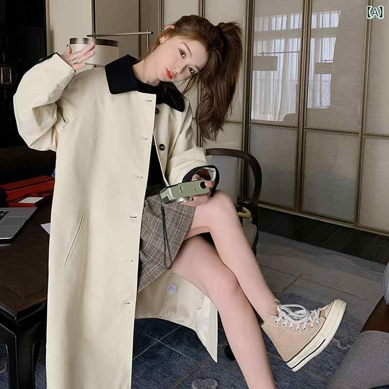 カーキ　コート　レディース 韓国 カーキ 薄手 ウィンドブレーカージャケット レディース 春秋 2025 ハイエンド かっこいい ミドル 丈 カジュアル コート 6,749円