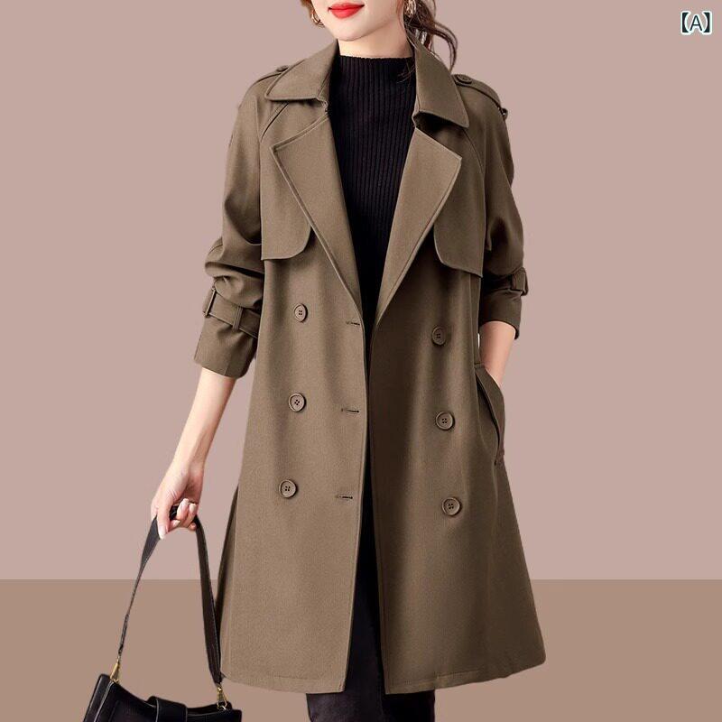カーキ コート レディース 英国 風 ウィンドブレーカージャケット 女性用 2025 春秋 の 秋服 な ミディアム ロング スモール コート|SEIYUショップ