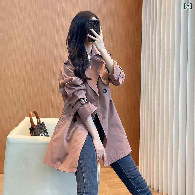 カーキ　コート　レディース で のの ウィンドブレーカージャケット 女性用 春秋 S サイズ ミディアム 丈 秋 婦人服 2025 コート