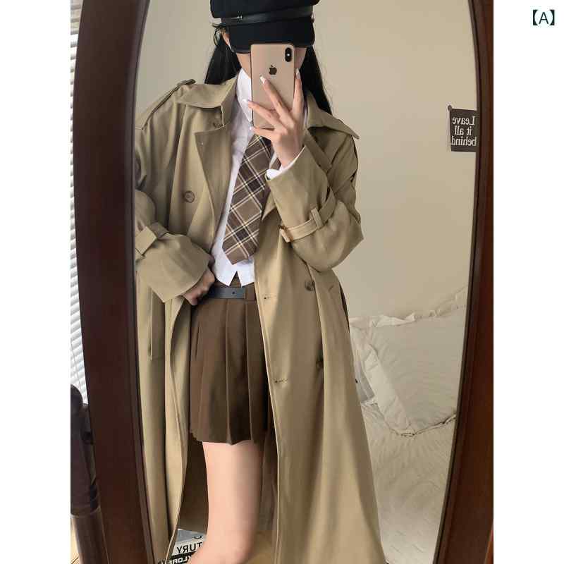 カーキ　コート　レディース Planet 2025年 トレンチコート レディース 英国 風 ミドル 丈 ハイエンド スモール カーキ コート｜SEIYUショップ