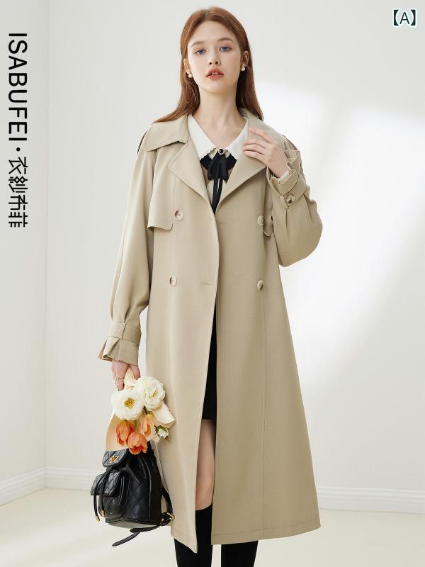 カーキ 厚地の外套 レディース 服 ガーゼ フェイソン シアン ウィンドブレーカージャケット レディース 2025 春服 ハイエンド ロング カーキの 朦々たる 厚地の外套