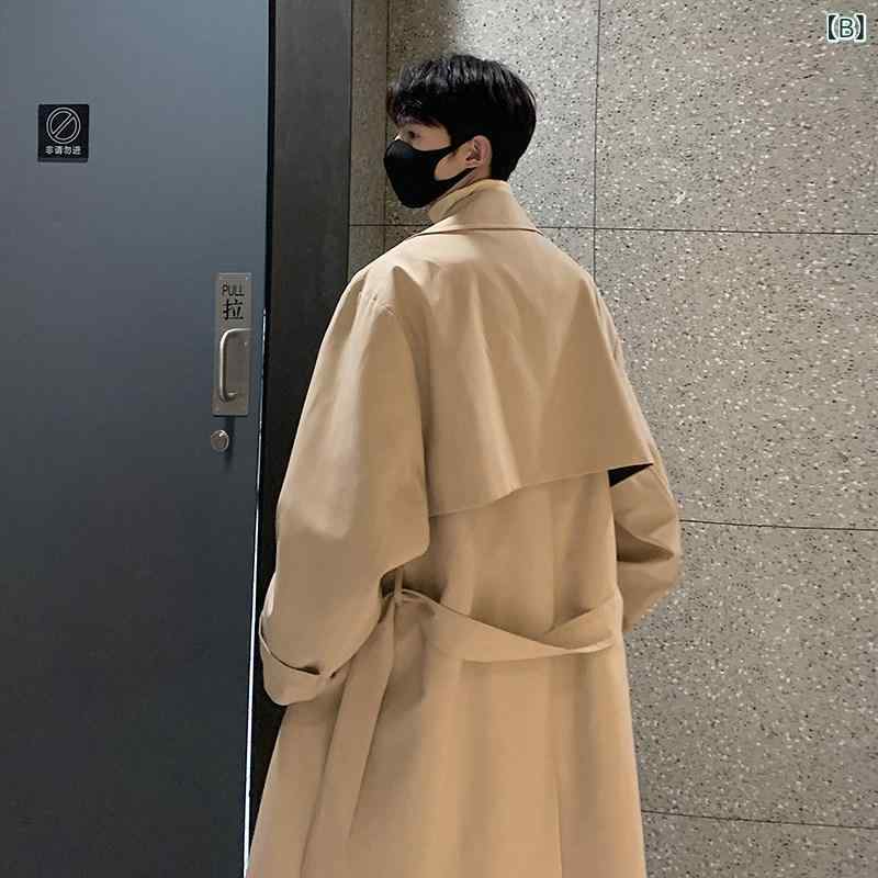カーキ　コート　レディース カーキ トレンチコート メンズ ミドル 丈 秋冬 韓国 カジュアル コート 高級 紳士服