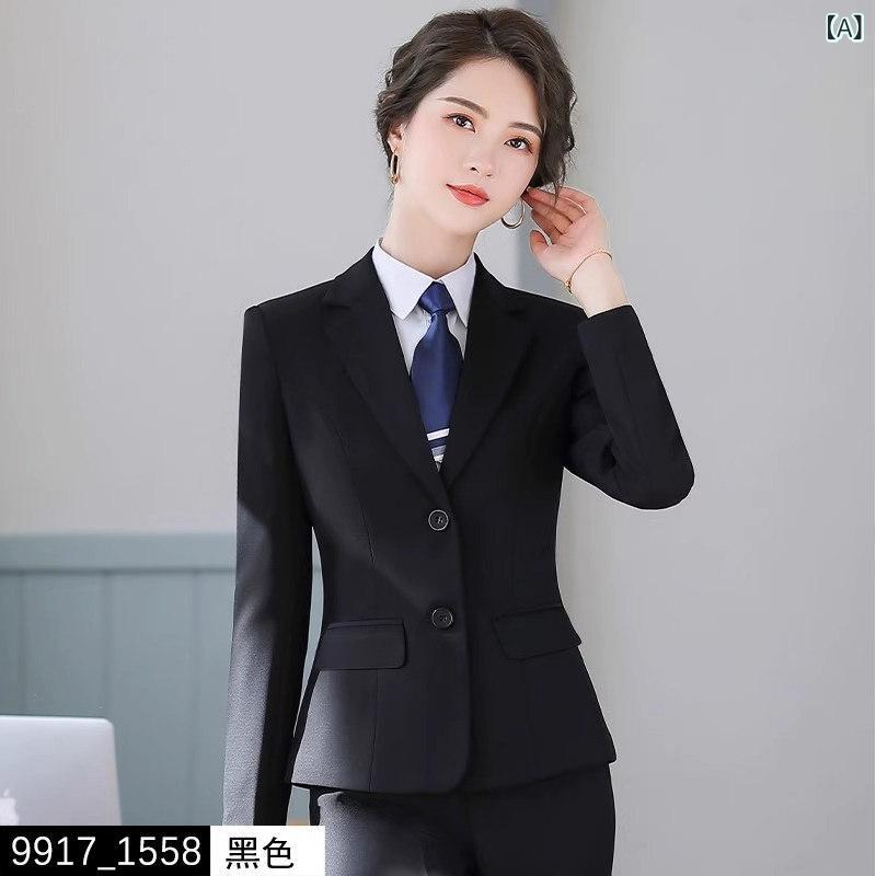 フォーマルスーツ 上衣 成人女性用 職業的 背広 春と 秋 ネイビーブルー 面談 フォーマルウェア 御役目 服 人となり 御役目 服 レディース背広 上衣