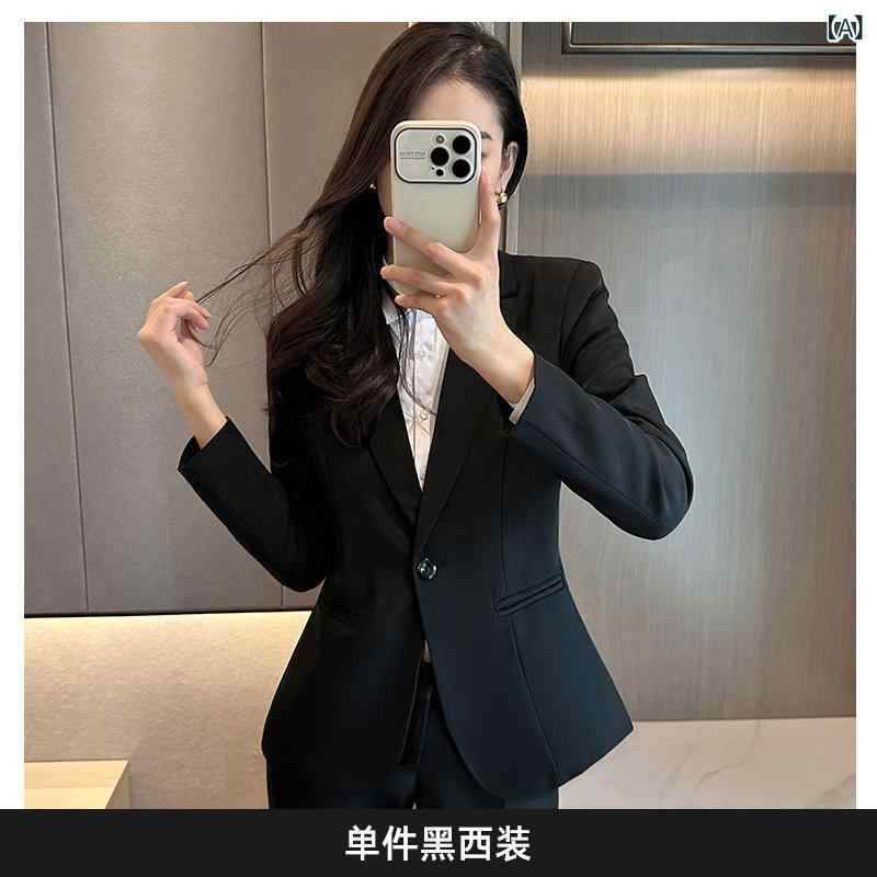 フォーマルスーツ ジャケット 大学生の ための フォーマルな 女性の スーツ、 面接 スーツ、 春と 秋、 黒の プロフェッショナルな スーツ ジャケット、 仕事 着、 気質の ホテル