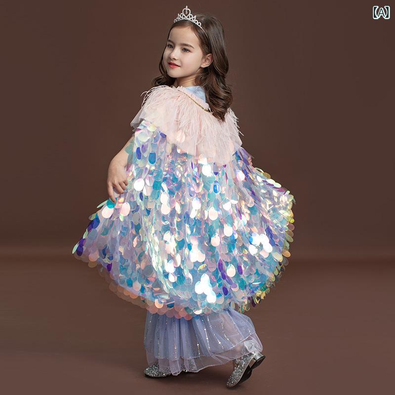 ドレス ケープ マント ベビー プリンセス フェアリー ケープ パフォーマンス コスチューム ガール ケープ 子供用 ハロウィン マーメイド スパンコール ケープ パフォーマンス