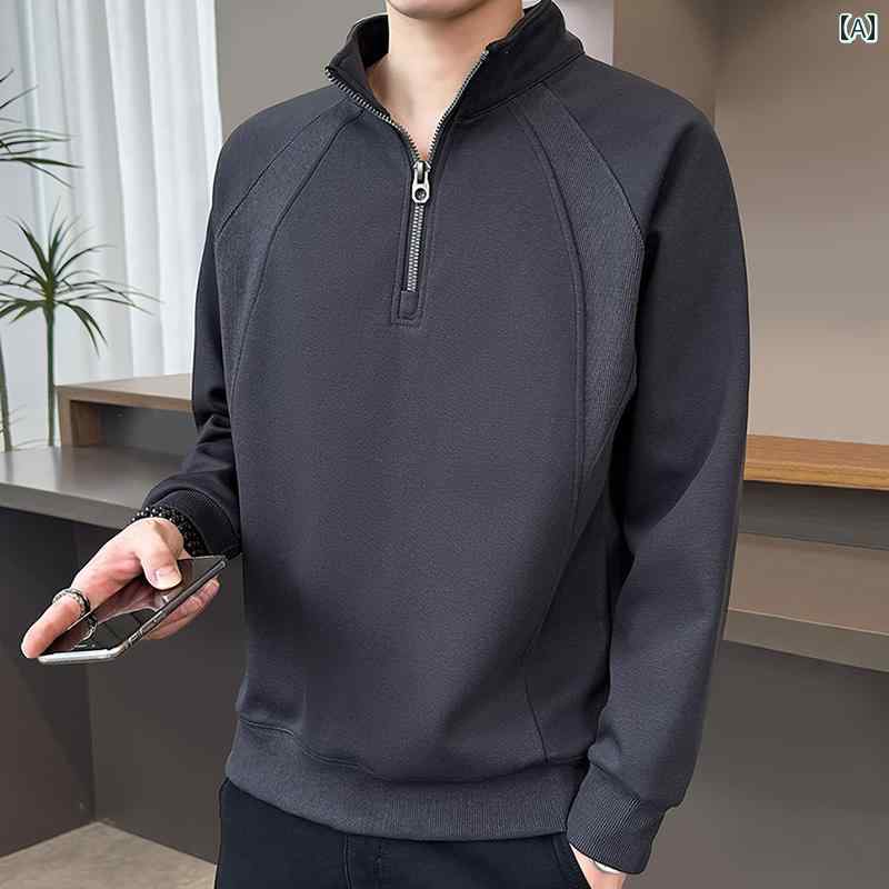 メンズ ボンネット 付き添い人 ファスナー 照明ランプ 色合い 二分の一 ジップ 調教師 メンズ 2024 春と 秋の 事あたらしい ご機嫌 挙げ句のはて ぬい目 長袖 下つ方 プルオーバー メンズ 秋 冬