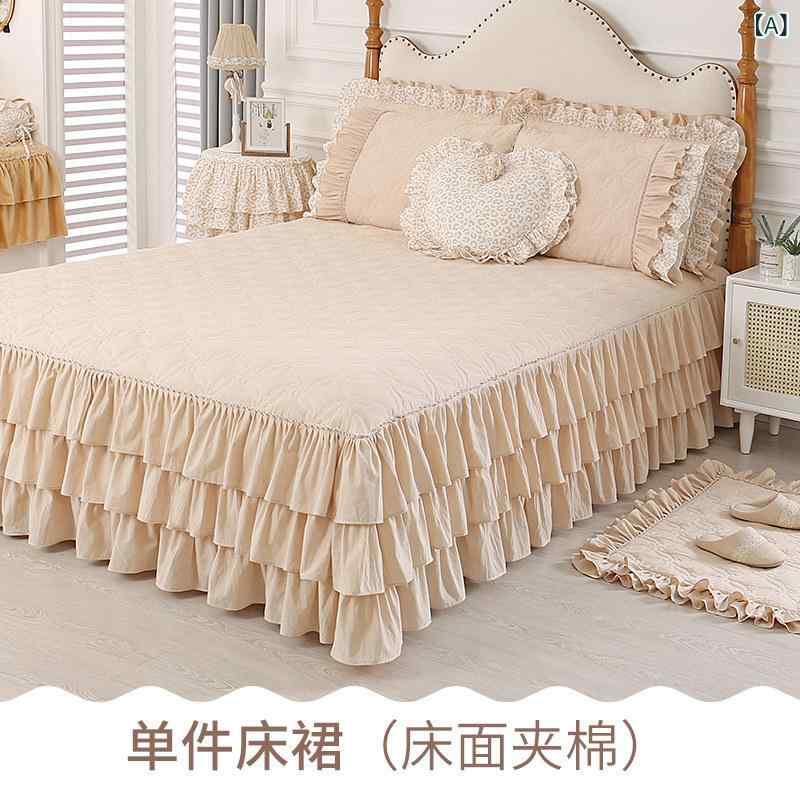 ベッド スカート Qiaozhi Life コットン シングル ベッド スカート ピュアコットン シングル ベッド カバー新 入荷 プリンセス スタイル クリーム 色 アテナ