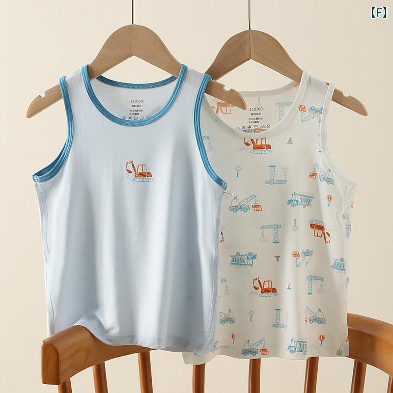 女の子 キャミソール 男の子と 女の子の ための クラス A モダール 子供用 ベスト 2枚、 ベビースリング トップス、 ホーム パジャマ、 ボトムス、 夏用 薄手 スタイル