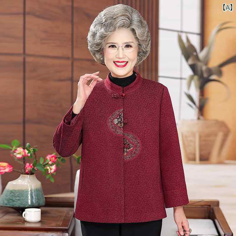 コート レディース 中高年 秋 コート レディース 70歳の 母と 妻の ジャケット ウィンドブレーカーお ばあちゃん 風 春秋 ウール コート
