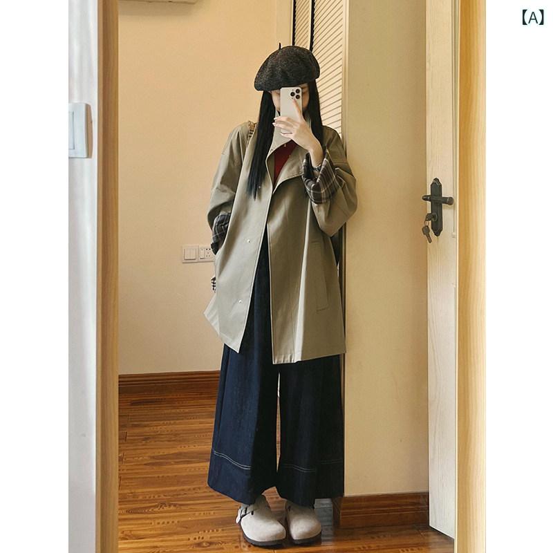コート レディース レディース ショートトレンチコート 2025 春と 秋の 新しい スタイル ハイ エンド カジュアル ルーズ スリム カーキ 英国 風 コート