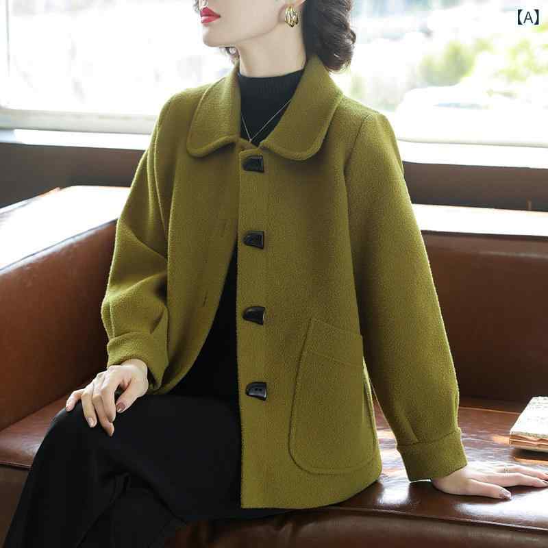 厚地の外套 レディース 中年 御っ母さん 秋 冬 羊毛 厚地の外套 遊撃手 丈 秋 冬 編み物ジレーお 折り目正しいな 中高年 成人女性用 ダブル人間の顔 羊毛 厚地の外套