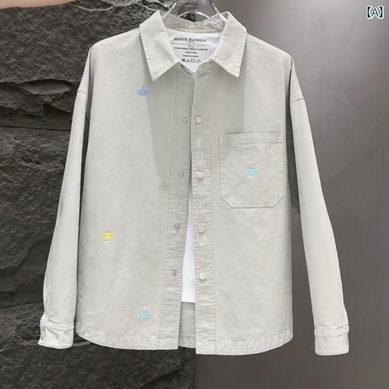 デニムジャケット メンズ 高級 デニムシャツ ジャケット メンズ 2025 春秋 冬 新作 文字 刺繍 カジュアル シャツ ジャケット メンズ