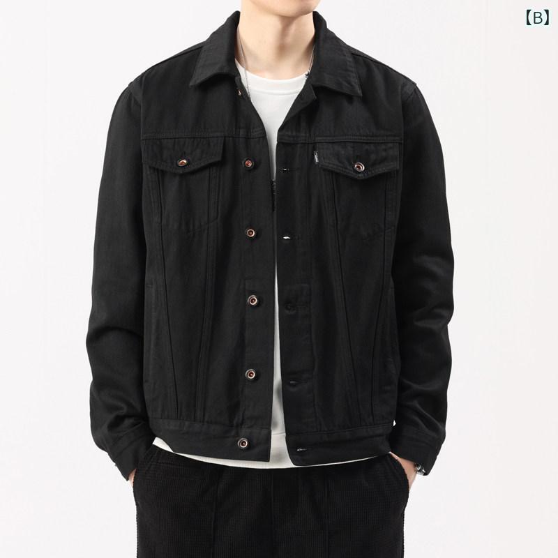 デニムジャケット メンズ メンズカジュアル デニム 服、 メンズ デニムジャケット コート、 メンズ ワークウェア、 春と 秋 新作、 ダーク ブルー ボーイズ デニム 服