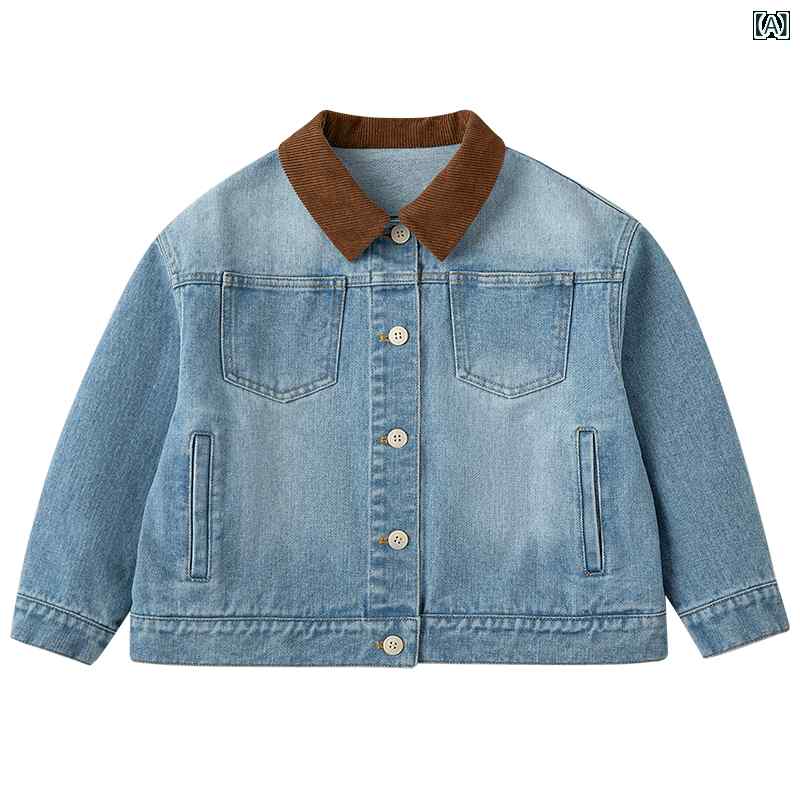 赤ちゃん用 ジーンズプルオーバー Haqi 赤ちゃん服 冬  赤ちゃんの コーマ 綿 レトロ 心地よい ジーンズ上衣 親子 対比 ジーンズ上衣