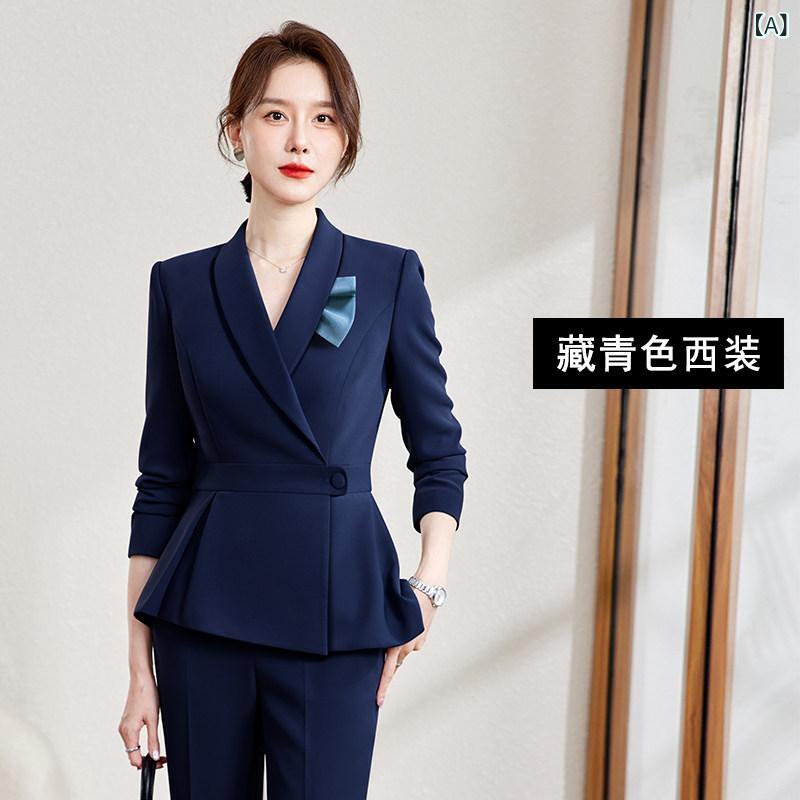 美容院 美容 師 作業 服 女性 秋 冬の 女性用 高級 プロフェッショナル スーツ、 女神のような 気質、 ホテルの フロント、 美容院、 宝石 店、 作業 服 スーツ 9,900円