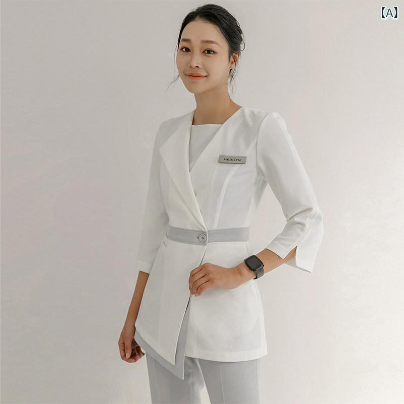 美容院 美容 師 作業 服 女性 皮膚 管理 ペディキュア 健康 服 セット 美容 師 女性 韓国 語 版 高級 美容 室 タトゥー アーティスト 気質 作業 服