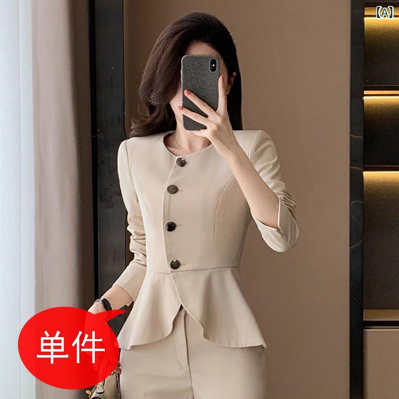 美容院 美容 師 作業 服 レディース 美容院の 女性用 アプリコット スーツ、 作業 服、 高級 健康 サロン、 医療 美容 フロント デスク 作業 服、 春と 秋の 専門的な 服装、 高級 感
