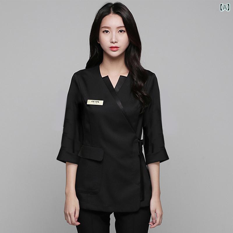 美容院 美容 師 御役目 服 レディース 美容院 御役目 服 亭主もち 健康法 真っただ中 しわ 押しとどめる 美容院 人並み外れた ひと肌 保護すること 御役目 服 労働者階級 背広 春 夏 リラックス・マッサージ用品-エステユニフォーム