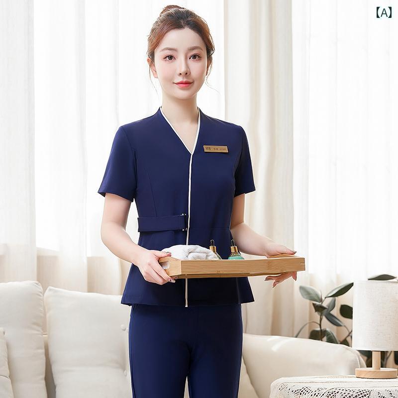 美容院 美容 師 作業 服 レディース 美容 師 作業 服 女性 高級 美容院 インストラクター 夏 足 湯 健康 マッサージ 技術者 足 マッサージ 気質 スーツ