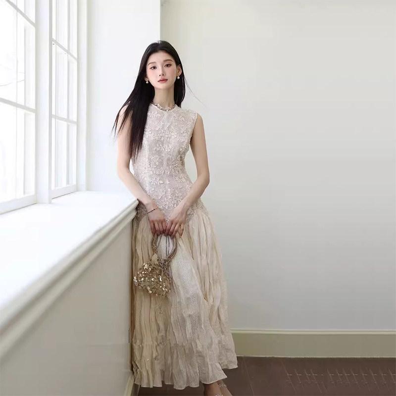 チャイナ ドレス スカート フレンチ 高級 ノースリーブドレス. 女性用 婚約 イブニングドレス. 高級 軽量 高級 小柄用 デイ ドレス|SEIYUショップ