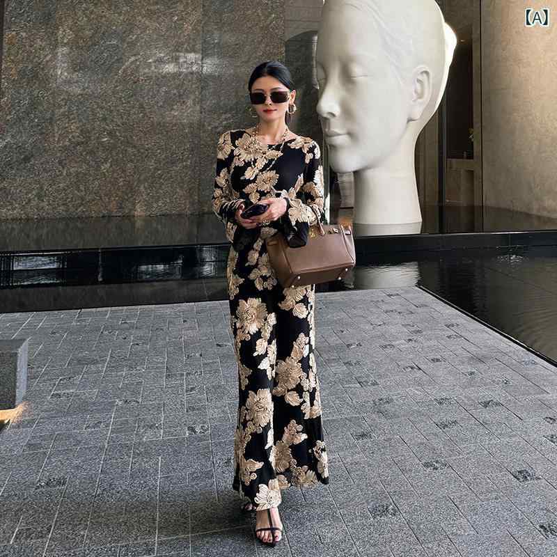 チャイナ ドレス スカート 新しい 中国 風の 高級な 気質の 黒の 長袖の 重要な 機会の ドレスの ドレスの 女性 2025 春の スカートの ロング スカート