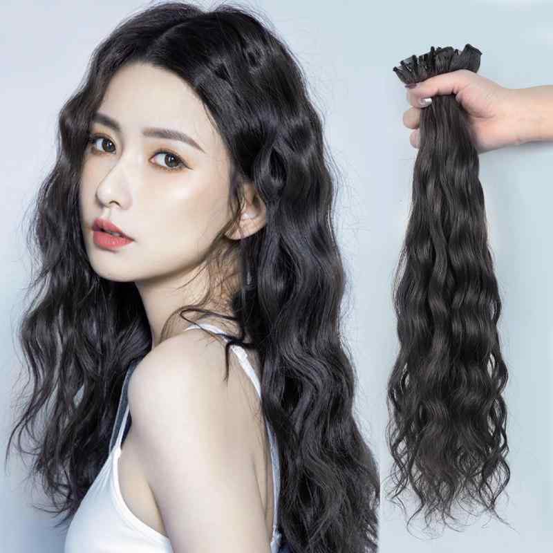 女性用ウィッグ ウィッグ ピース 本物の 髪 ロング カール ヘア 髪の ボリューム アップ シームレス 目に 見えない シングル カード ヘア エクステンション ピース 軽くて 薄い ワンピースの 本物の ヘア ピース