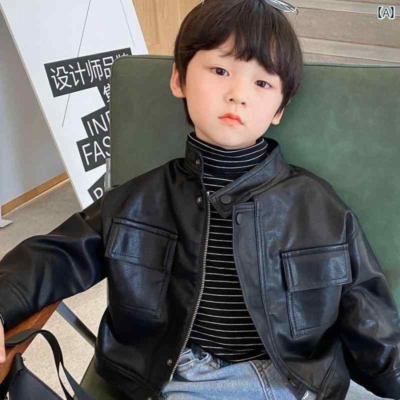 子供用レザージャケット 2024 秋の新 ボーイズ ジャケット 韓国 スタイル 子供の ハンサム レザージャケット 西洋 スタイルの 男の子 オートバイ ジャケット