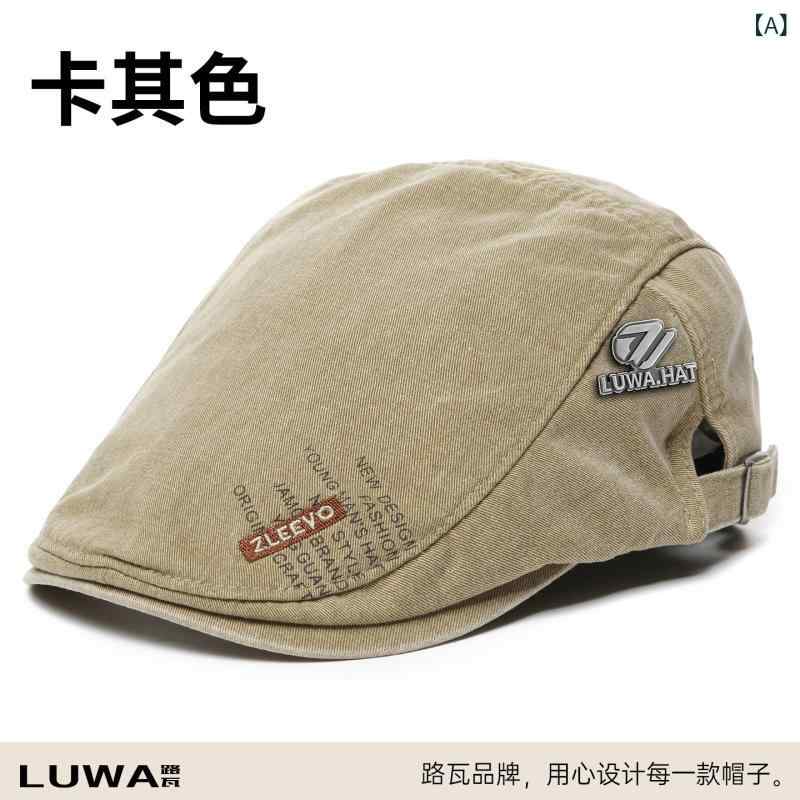 ベレー帽 メンズ レトロ ルワ 春と 秋 レトロ 古い 中年 ベレー 帽 メンズ コットン 通 気性 サンシェード カジュアル 英国 風 フォワード 帽子 トレンド