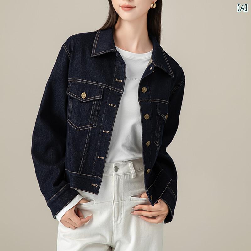 レトロ デニムジャケット 女性 女性用 デザイン ブルー デニムジャケット 春と 秋 2025 新しい レトロな 大きい サイズの ルーズ ショート ジャケット イン トレンド
