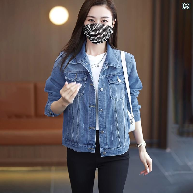 レトロ デニムジャケット 女性 韓国 語 版 多 用途 デニムジャケット レディース ショート 2024 春秋 カジュアル スリム 内 ポケット 長袖 アウタージャケット トップ ファッション