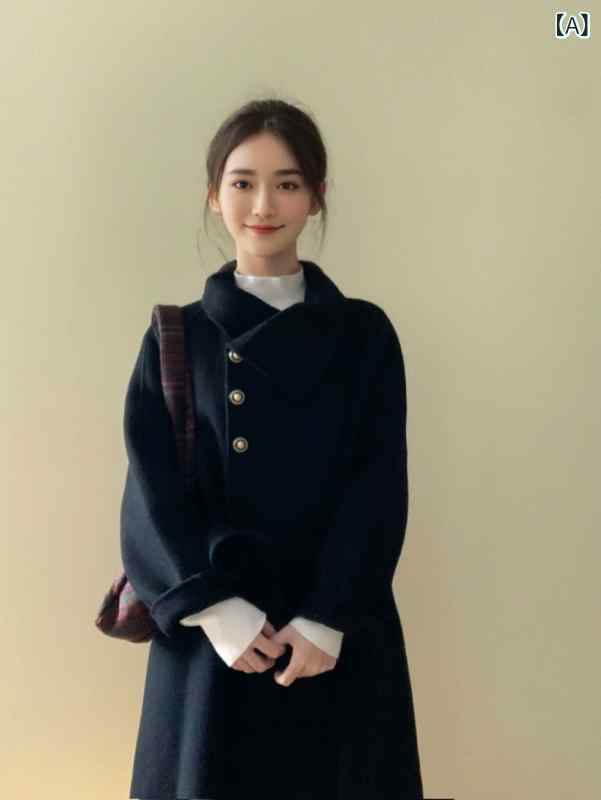 カシミヤコート レディース ミドル丈 女性用 ブラック 両面 カシミヤコート 2025 秋 冬 新作 ハイ カウント ウール 千 金 風 ウエスト小 サイズ コート