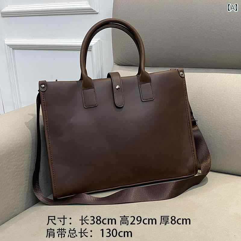 メンズハンドバッグ ファッショナブルな メンズ ハンドバッグ、 レトロ ファッション ビジネス ブリーフ ケース、大 容量 メッセンジャーバッグ、 コンピューター バッグ、 書類 バッグ、 耐 摩耗性