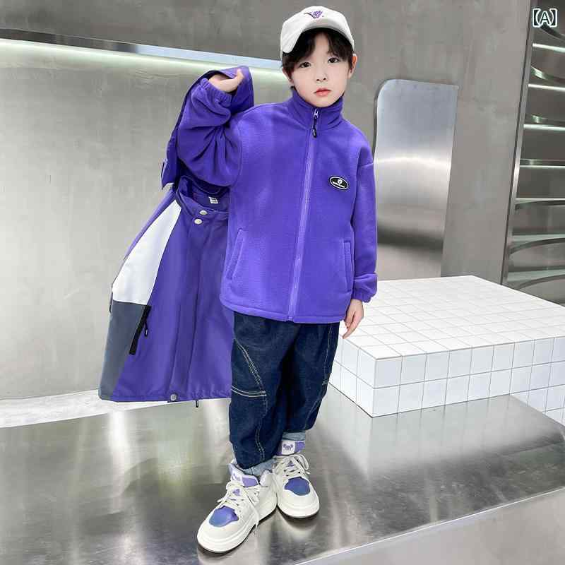 子供用フリースジャケット 男の子 パーカー 子供用 ジャケット スリーインワン ジャケット 秋 冬 男の子用 パーカー 2024年 新作 取り外し 可能 厚手 中大 児用