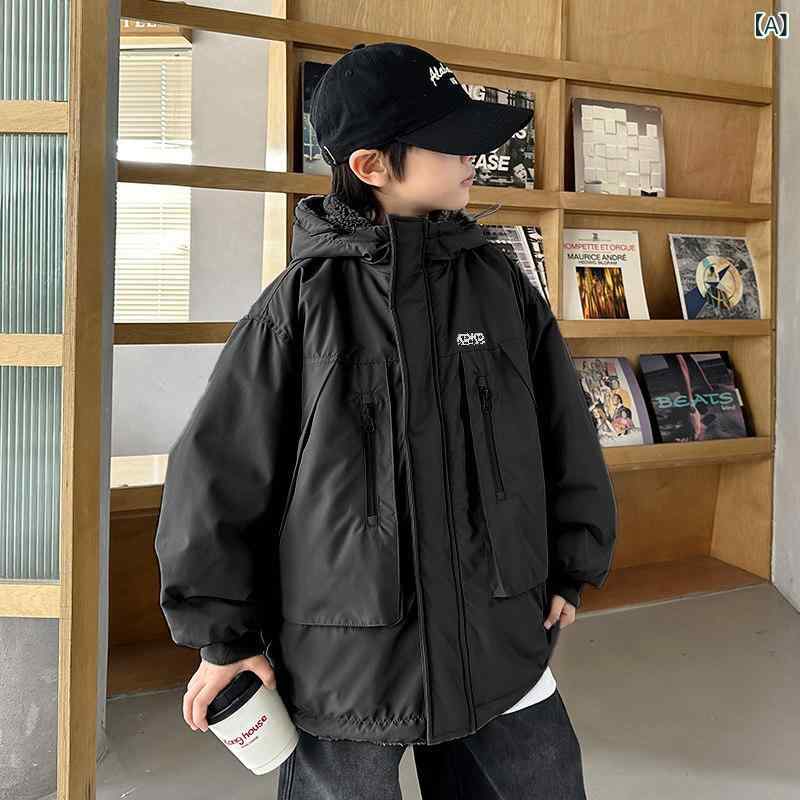 ちびっ子用フリースジャケット お坊っちゃん パーカー お坊っちゃん用 リバーシブルコート 秋 冬 2024年 新作 ちびっ子用 つけ加える 天鵝絨 細工物御召しもの パーカー お坊っちゃん 冬用 綿織物厚地の外套