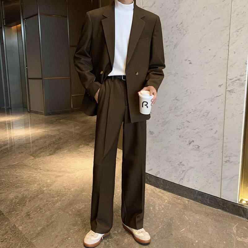 セットアップ メンズ 男性用 スーツ 上下セット テーラードジャケット スラックス パンツ ダブルブレスト ゆるシルエット ビッグシルエット ゆったり 大きいサイズ 体型カバー 着痩せ お腹周り 体系カバー プラスサイズ カジュアル トレンド おしゃれ ｜SEIYUショップ