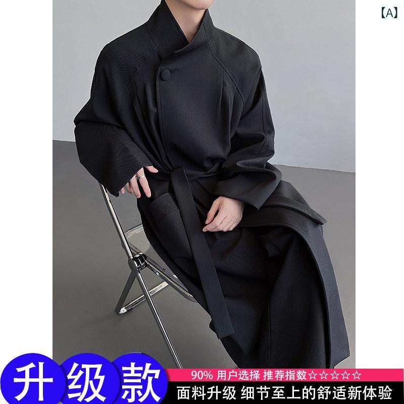 メンズトレンチコート春秋 カーキ シルエットの トレンチコート メンズ. 秋 向け. ワン ボタン . 韓国. 英国 風. ミドル 丈. ゴッドファーザー コート｜SEIYUショップ