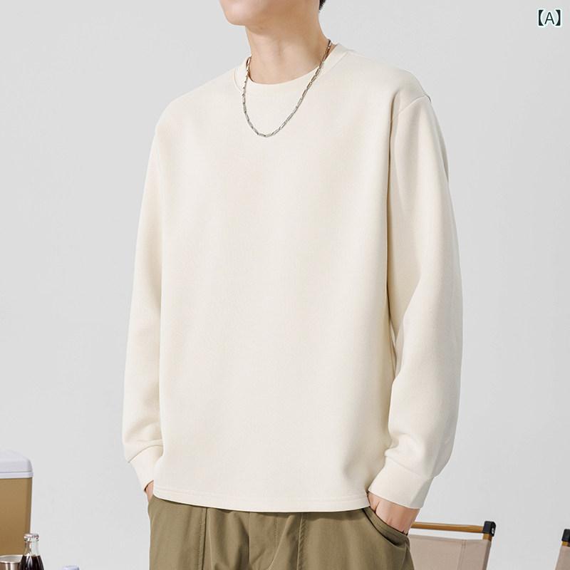 ストレッチ 長袖Tシャツ メンズ 厚手の 長袖 T シャツ メンズ 春秋 ラウンド ネック インナーボトム シャツ 無地 スウェットシャツ メンズカジュアル 秋 トップス