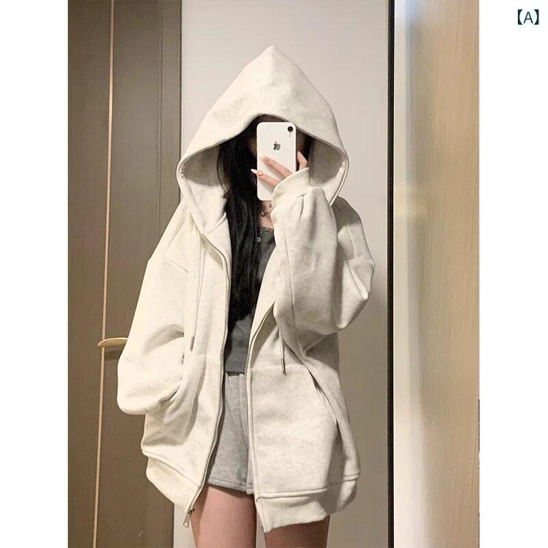 秋冬フード付き パーカー レディース ヘビー シルバーフォックス ベルベット プラス ベルベット 厚手 セーター ジャケット レディース 秋 冬 2024 ルーズ レイジー スタイル フード 付き カーディガン トップス 服