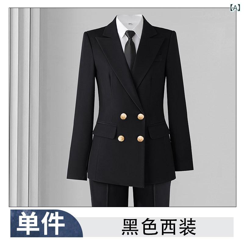 女性用カジュアルスーツ 女性用 黒 スーツ ジャケット 春と 秋の 気質 大学生 面接 プロフェッショナル スーツ 仕事 着 高級 スーツ フォーマルウェア｜SEIYUショップ